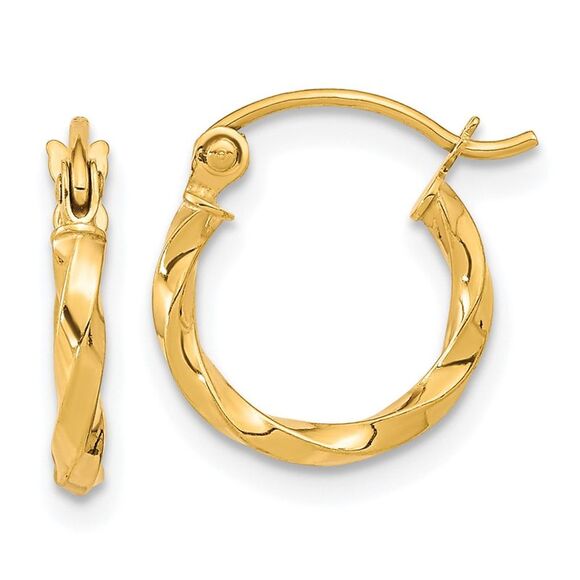 10k Yellow Gold Twist Polished Hoop Earring